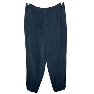 Travis Ayers Petites VTG Black 100% Silk High‎ Waist Career Dress Pants Size 10P